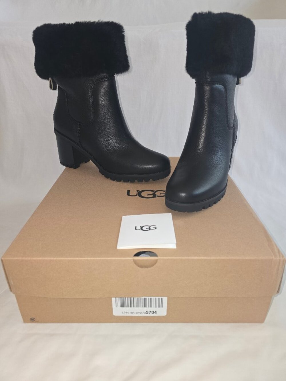 Ugg Lupine Boot 1121063 Black Waterproof Leather Size 10